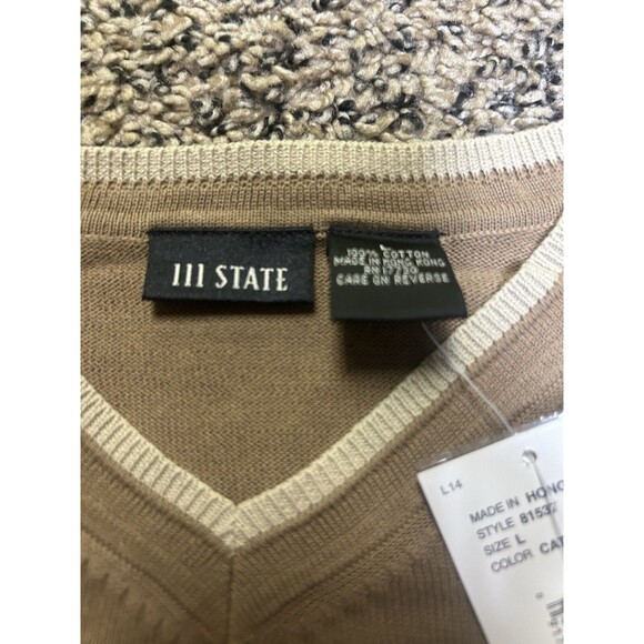 111 State‎ V-Neck Sweater Lightweight - Tan Brown - Men's Large - Picture 2 of 6